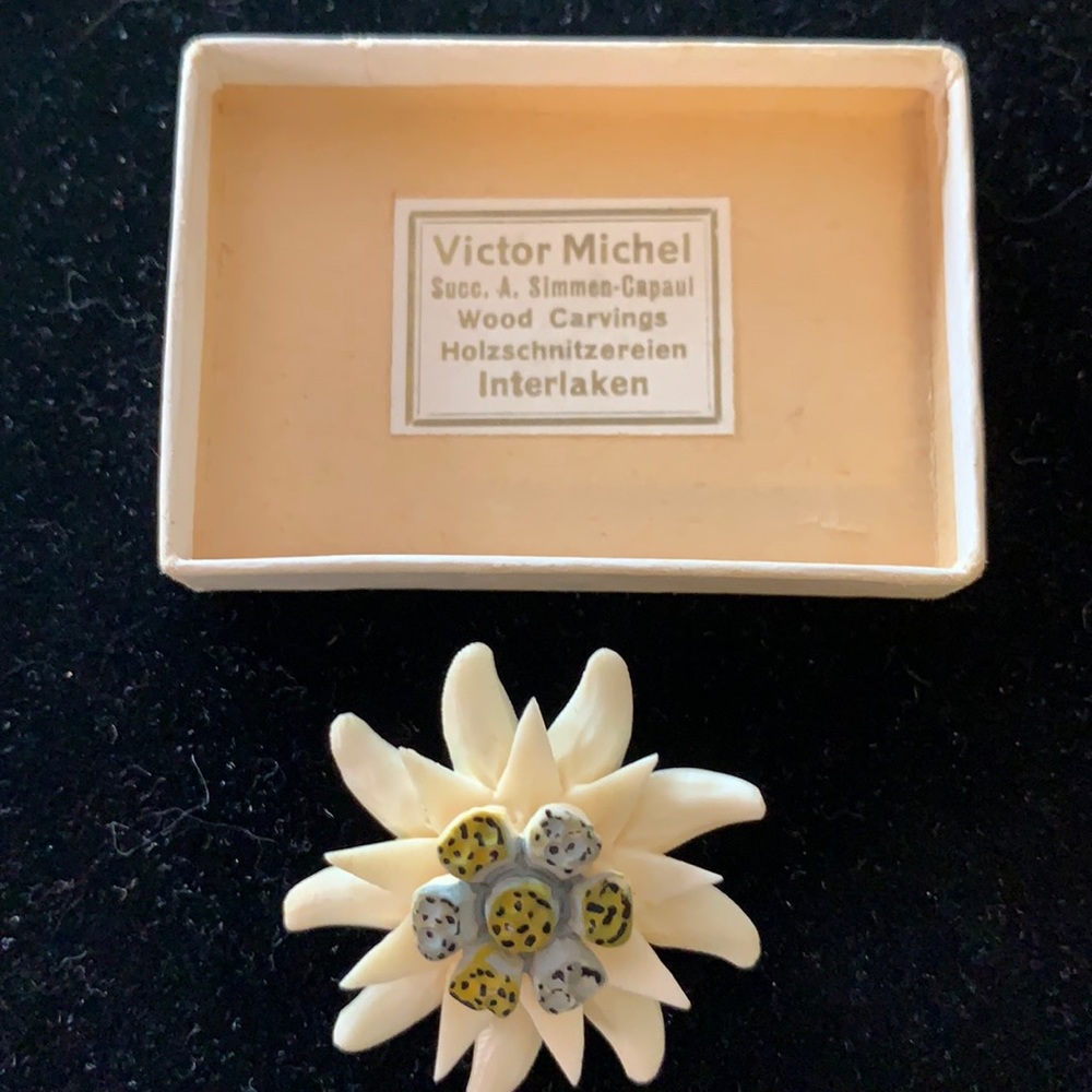 Victor Michel Wood Carved Pin